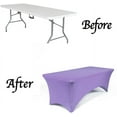 thumbnail image 2 of Mds Pack of 12 Rectangular Stretch 8ft Spandex Table Cover Tablecloths for Wedding - Lavender, 2 of 5