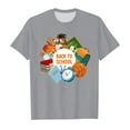 thumbnail image 1 of Toddler Shirts Short Sleeved Soft Comfortable Back To School Pattern Cartoon Wearing Girls Tops Grey 3 Years-4 Years, 1 of 5