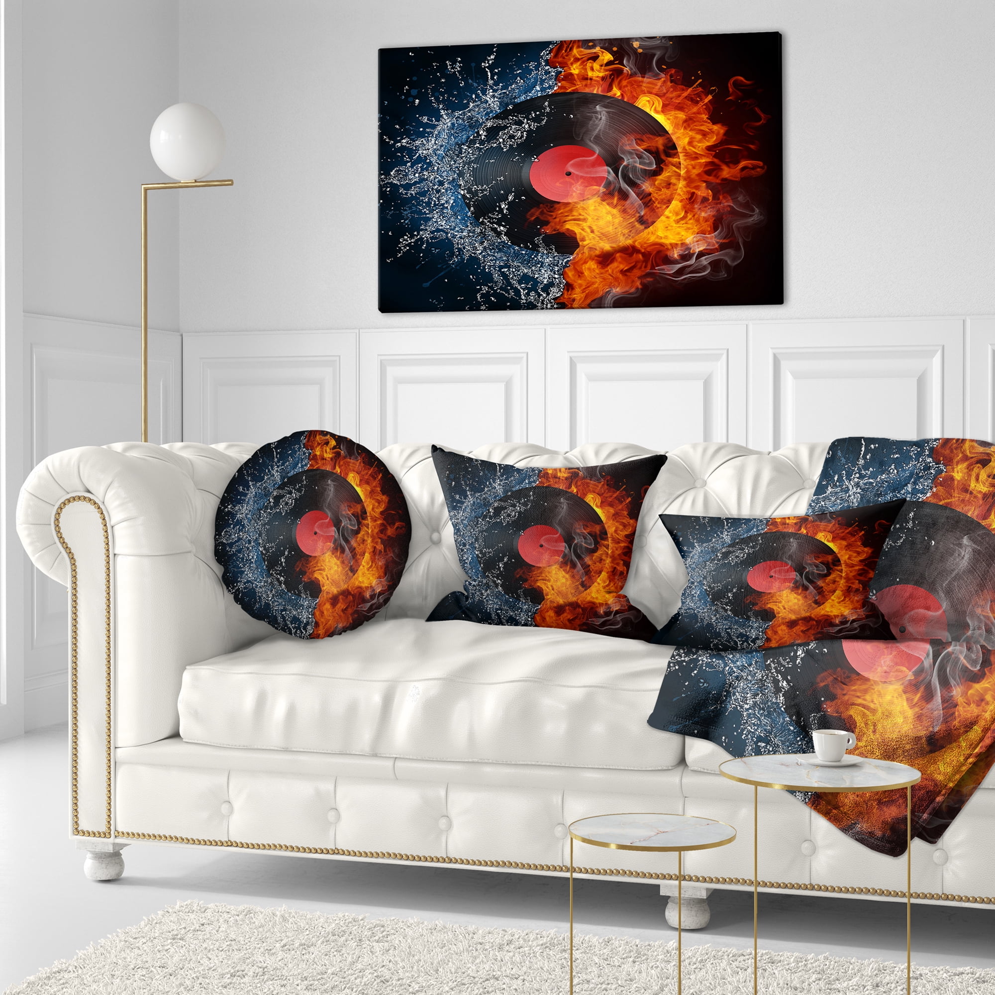 Designart Record Abstract - Abstract Throw Pillow - 12x20
