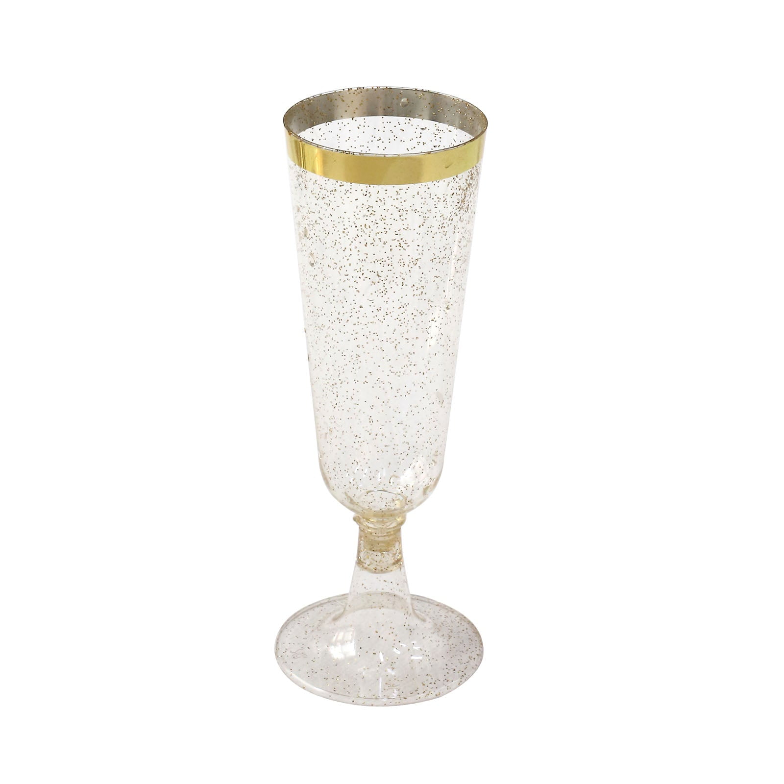 Stemless Plastic Champagne Flutes with Gold Trim - 12 Ct.