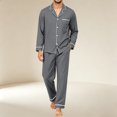 thumbnail image 5 of Men's Pajamas Set Long Sleeve Button Down Sleepwear Soft Relaxed Fit Mens Loungewear Night Pjs Sets, 5 of 6