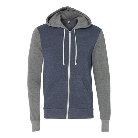 Alternative Apparel 32023 Rocky Unisex Colorblocked Eco-Fleece Hooded Full-Zip Hoodie