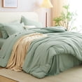 thumbnail image 3 of Juego de edredón CozyLux, 7 piezas, color verde salvia, cama en bolsa, 3 of 8