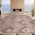 thumbnail image 2 of Design&I 5'x7' Washable Area Rug Snag-Free, Skid-Resistant Pink Blush Stepped Border Geometric Pastel Taupe Mauve Argyle for Dining Room, Under Table, Home Office, 2 of 7