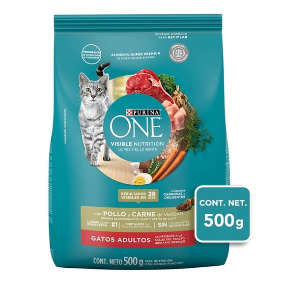 Alimento para Gato Purina One Adultos Pollo y Carne 500 g