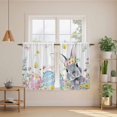 thumbnail image 2 of Easter Bunny Tier Curtains 54 Inch Length, Blue Easter Eggs Spring Floral Butterflies Cafe Short Curtains for Bathroom Over Sink, Small Kitchen Curtain Light Filtering Drapes 2 Panels 27.5"Wx54"L, 2 of 8