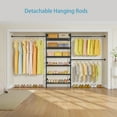 thumbnail image 2 of Timate P3 Closet System, Expandable Wall Mounted Closet System with 6 Adjustable Shelves & 4 Expandable Hanger Rods, Industrial Pipe Clothing Rack for Hanging Clothes, Fits Spaces 6'4"-9'3", Black, 2 of 11