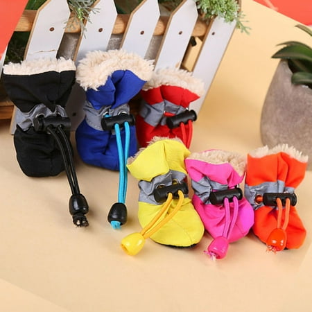 Sarkoyar 4Pcs/Set Dog Cat Winter Warm Rain Boots Protective Pet Sports Anti-Slip Shoes