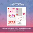 thumbnail image 4 of Valentine's Cards with Envelopes, 6 Colorful Heart Designs (5 x 7 In, 12 Pack), 4 of 7