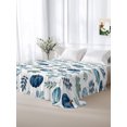 thumbnail image 5 of Queen Flat Sheet Only Thanksgiving Pumpkin Maple Leaves Soft Microfiber Cooling Bedding Sheets Fall Harvest Blue Teal Flat Bed Sheet for Hotel,Home Decor, 5 of 6