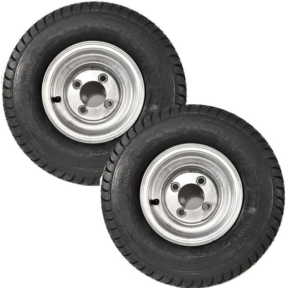 eCustomrim 2-Pack Trailer Tires On Galvanized Wheel Rims 18.5X8.50-8 215/60-8 Load Range C 4 Lug - 2 Year Warranty w/Free Roadside