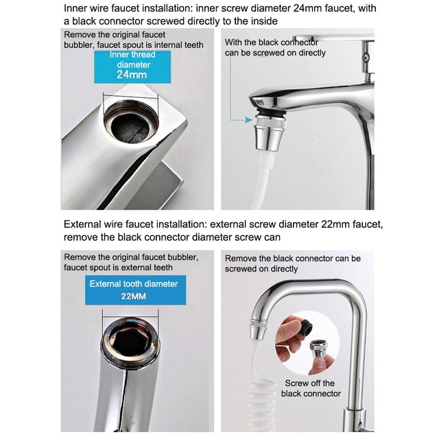 pitrice Water Tap Extension Leakproof Splashproof 2 Gear Adjustable Replacement Household Faucet Extender Connector Accessories