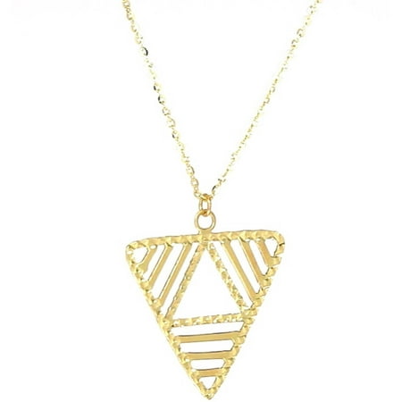 American Designs Jewelry 14kt Yellow Gold Diamond-Cut Triangle Geometric-Shape Pendant Necklace, 18 Chain