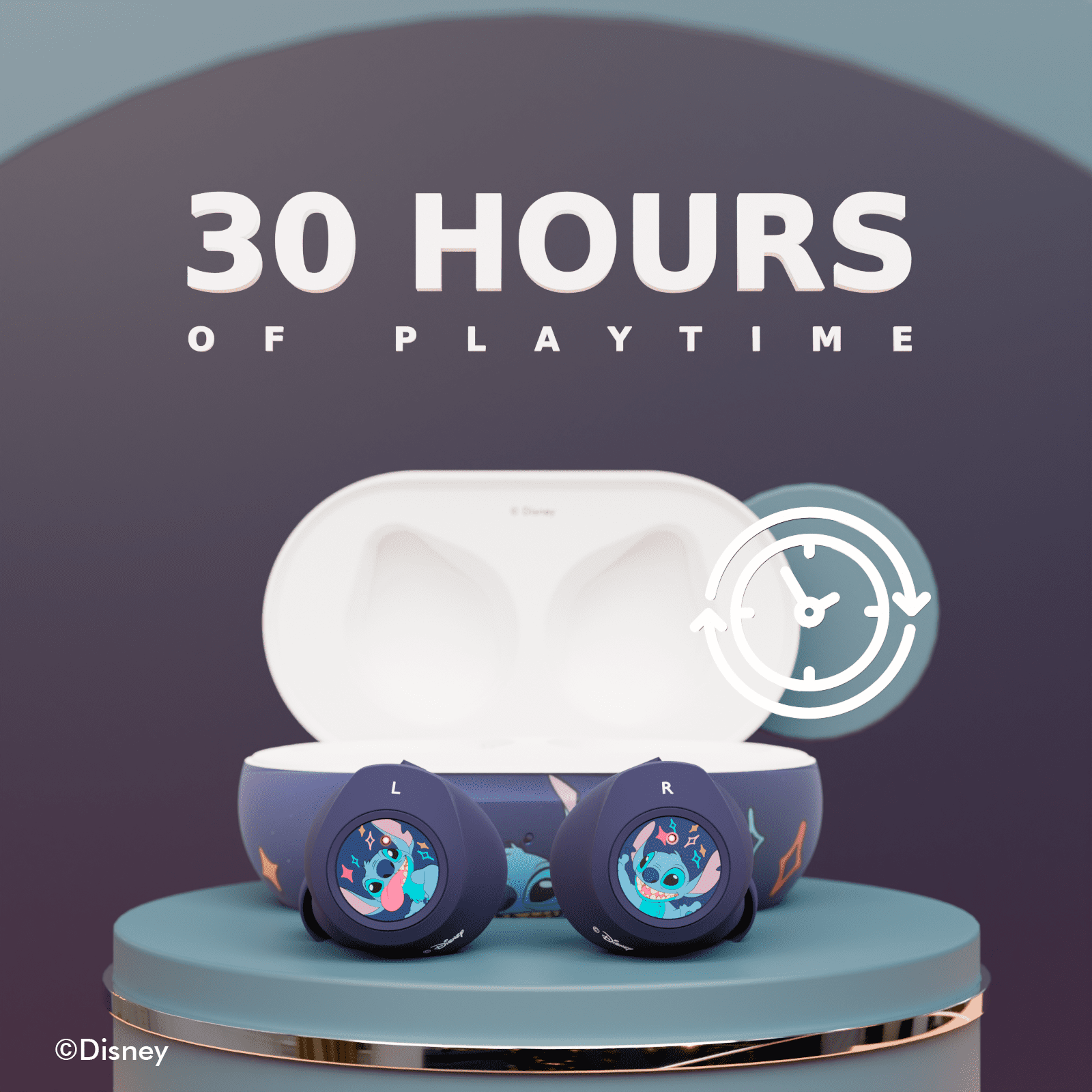 Disney Lilo and Stitch Wireless Bluetooth Earbuds with Mic, Touch Control, 30H Playtime, Charging Case