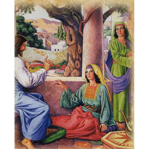 Catholic print picture - Two Sisters Serve Jesus T - 8" x 10" ready to be framed