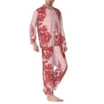 thumbnail image 2 of Naloa Red Meat Men’s Pajamas Set - Long Sleeve Button Down Sleep Shirt and Pajama Bottoms Sleepwear Set-Medium, 2 of 7