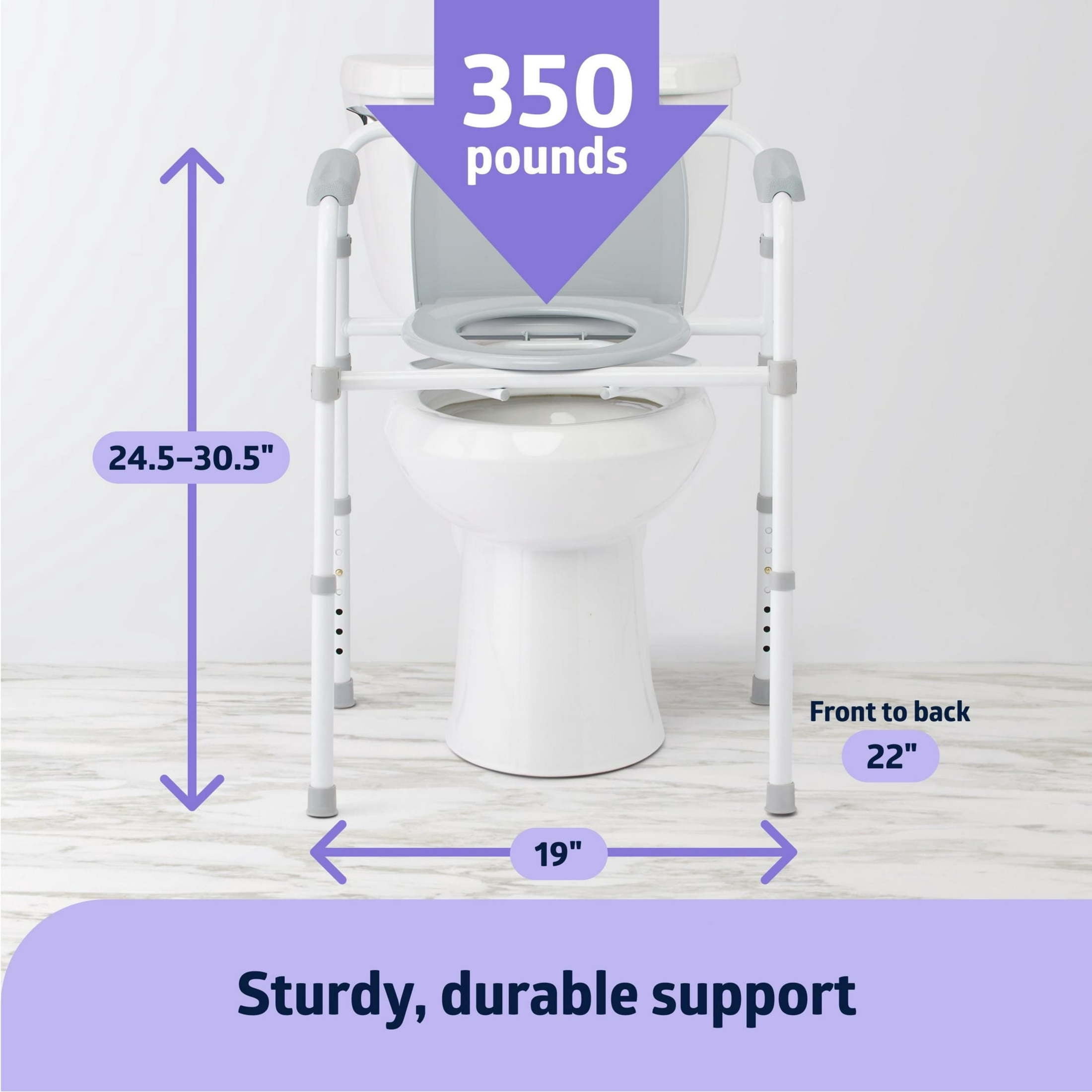 Medline 3-in-1 Bedside Commode, Portable Toilet, Sturdy, 350 lb Weight Capacity, Steel, Gray, Folding