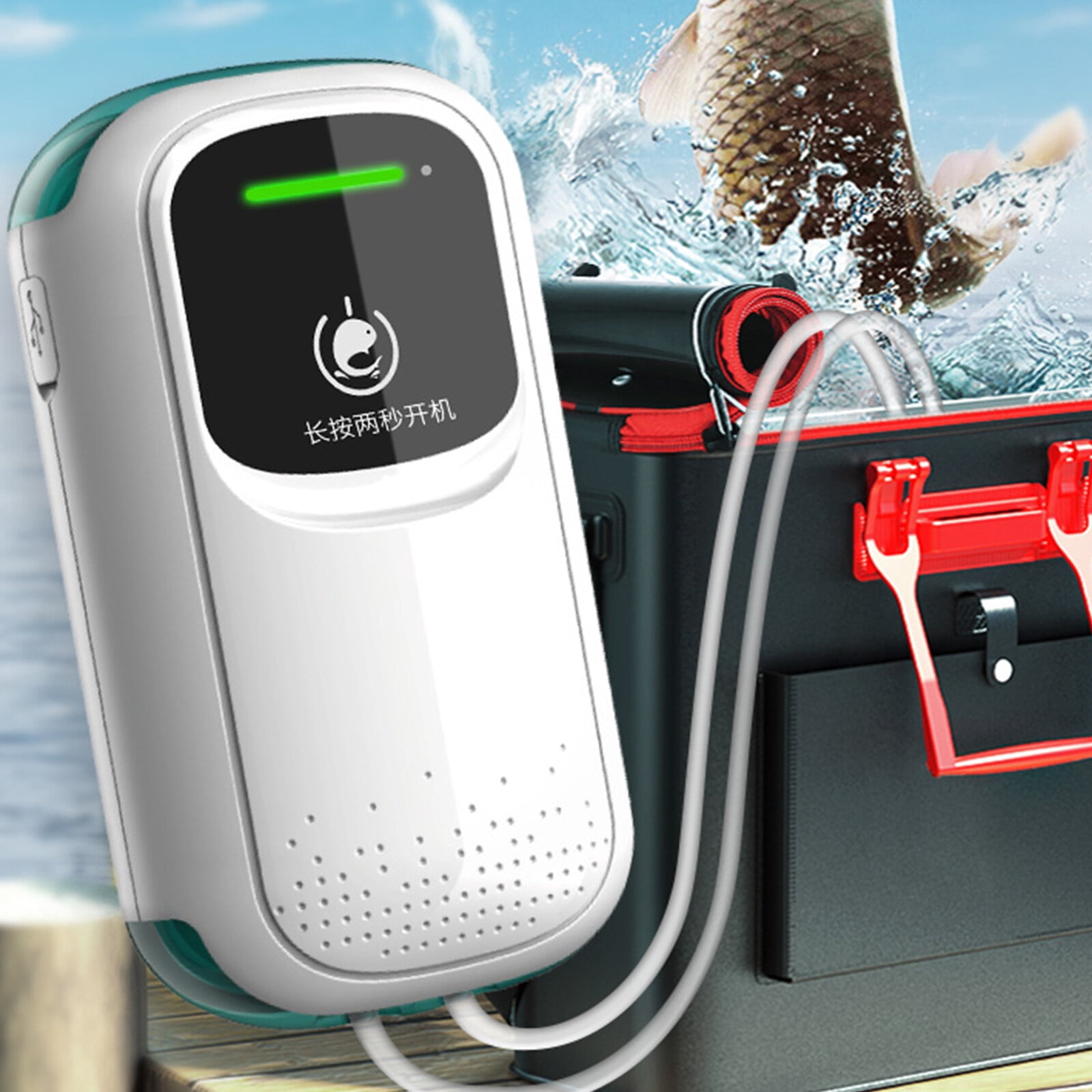 Leyeet Battery Aquarium Air Pump, USB Rechargeable Fish Aerator Pump with Accessories for 5-120 Gallons, Portable Aquarium Bubbler Pump for Fish Tank, Outdoor-Fishing, Power Outages and Emergency