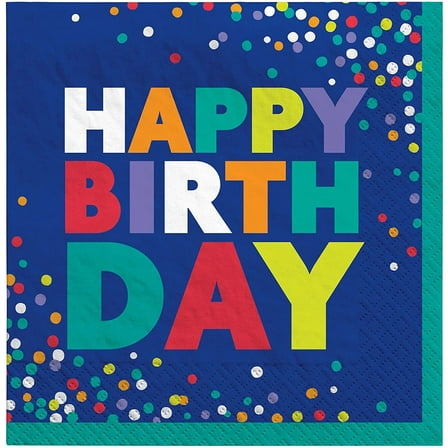 Bold Happy Birthday Beverage Paper Napkins - 5" x 5"