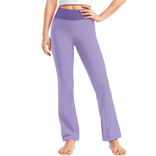 Odeerbi 2-13 Años Niñas Pierna Ancha Pantalones Yoga Entrenamiento Danza Deportes Pantalones Elasticidad Lindo Alto Cintura Pantalones de Pierna Recta