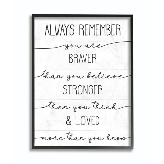Braver Stronger Loved Family Inspirational Word Design XXL Framed Giclee Texturized Art by Daphne Polselli