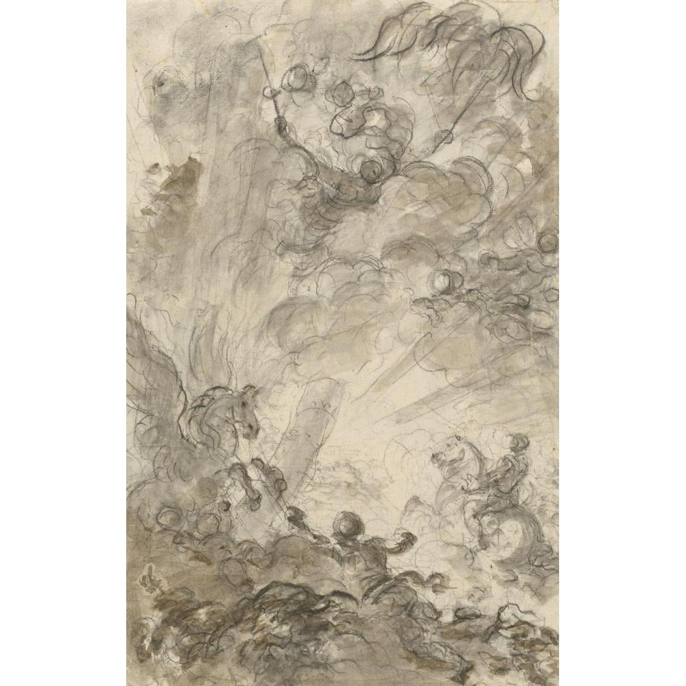 Jean-Honoré Fragonard 11x14 Black Modern Framed Museum Art Print Titled - Bradamante Tries to Catch Hold of the Hippogryph (Recto) (1780s)