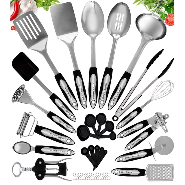 Juego de utensilios de cocina Home Hero de acero inoxidable, 41 piezas