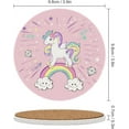 thumbnail image 3 of SKYSONIC Round Drink Coasters 2 Pcs Unicorn Pop Art on The Pink Absorbent Ceramic Coaster with Cork Base for Coffee Cups for Home Decor, 3 of 6