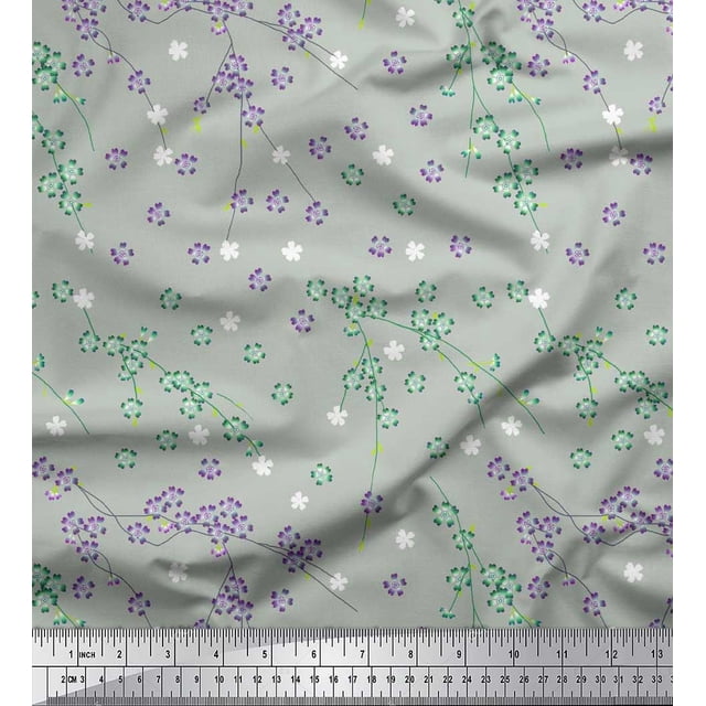 Soimoi Polyester Crepe Fabric Flower Artistic Print Fabric by The Yard 52 Inch Wide