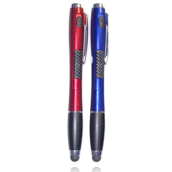 [2-PACK] 3-in-1 Stylus Pen [Stylus w    Ballpoint Pen   LED Flashlight] For Touch Screen Smartphones Tablets [Red   Blue]