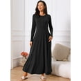 thumbnail image 2 of DARING DIVA Long Button Fit Long Sleeve Flowy A-Line Maxi Dress S Black, 2 of 6