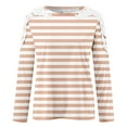 thumbnail image 4 of Timegard Tops for Women Striped Lace Long Sleeve Crewneck Comfy Fall Tee Shirts Dressy Casual Loose Tops, 4 of 5