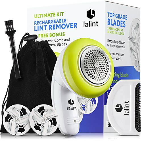 Rechargeable Lint Remover,Fluff Remover Quickly and Effectively Remove Bobbles from Clothes and Furniture with 2 Spare Blades Fabric Shaver
