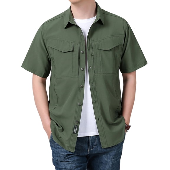 Quick Dry Fishing Shirts for Men Quick Dry UV Protection Breathable Vented Shirts Short Sleeve for Hiking admired