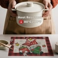 thumbnail image 3 of mubwai Gnomes Red Buffalo Plaid Christmas Vinyl Winter Placemats Set of 4, 12x18 Inch Washable Plastic Non-Slip Woven Winter Table Mats for Party Kitchen Dining Decor, 3 of 7