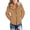 Camel, variant on Women Parka Coat Pockets Quilted Puffer Jacket with Faux Fur Lapel, Size S-2XL
