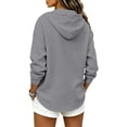 thumbnail image 3 of Women Waffle Knit Quarter Zip Hoodie Sevevn Drawstring Kangaroo Pocket Long Sleeve Loose Fit Casual Oversized Pullover Sweatshirt, 3 of 4