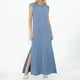 thumbnail image 2 of 2025 Vestido largo sin mangas con abertura para mujer: vestido camisero informal y holgado con bolsillos laterales, cuello redondo, tejido ligero, ideal para el verano, tallas S-XXL, 2 of 4