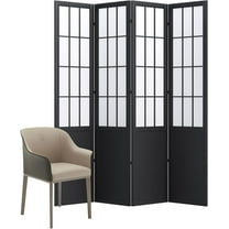 Room Divider, 66.9Inch Tall Japanese Shoji Style Folding Wood Screen with Double Hinges for Home Office Bedroom Hotel Decoration (4Panels, Black)