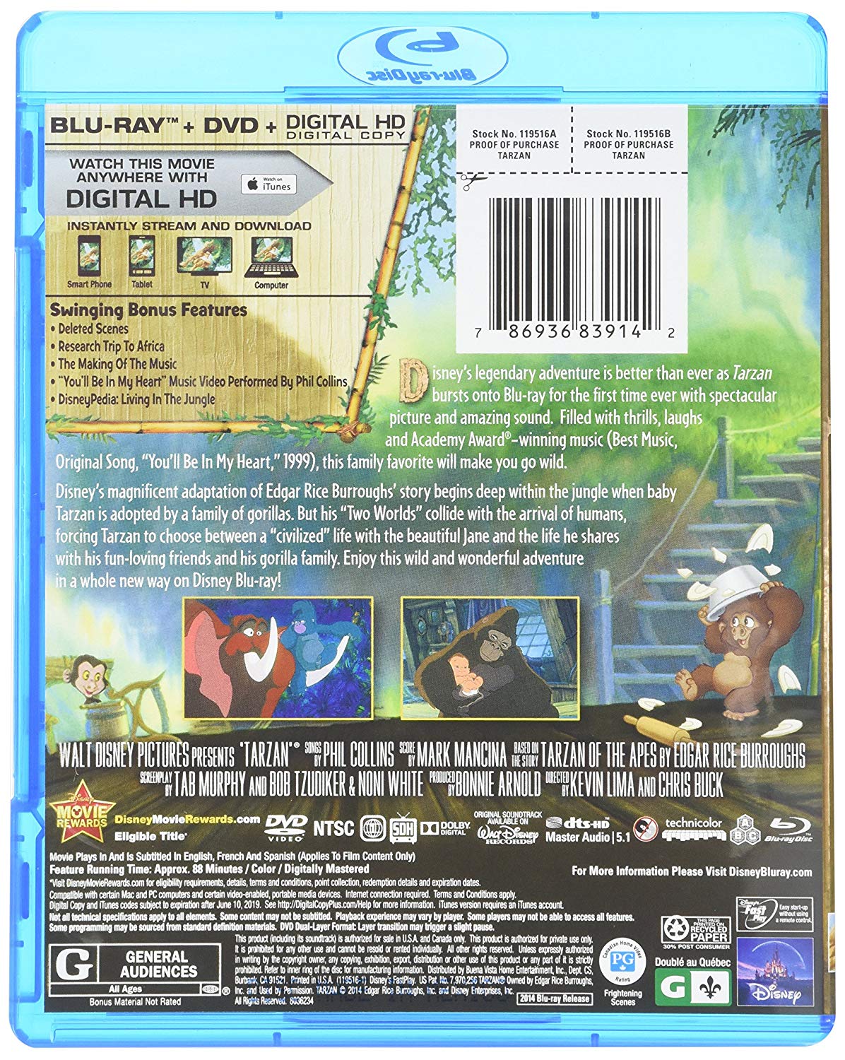 Tarzan (Blu-ray + DVD + Format Numérique HD)