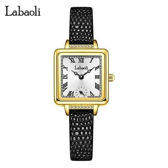 EXPLOJOY Women's Retro Square Watch – Waterproof Quartz Movement with Leather Strap