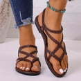 thumbnail image 5 of Womens Shoes Slip On Shoes Women Women's Fashionable Casual Outerwear Versatile Plus Size Round Toe Open Toe Flat Woven Sandals With Elastic Back Coffee 41, 5 of 9