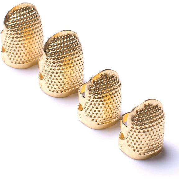 4 Pieces Sewing Thimble, Metal Gold Sewing Thimble Finger Protector, Accessories DIY Sewing Tool, Two Size 4 Pieces