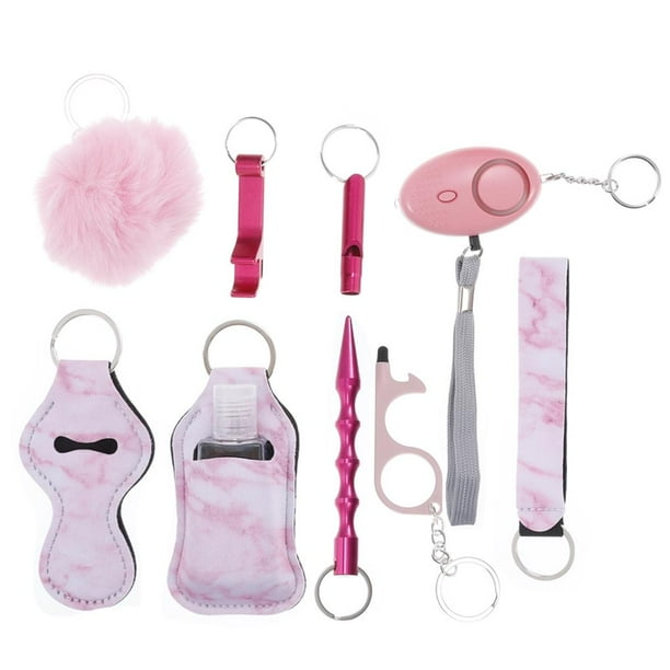 Accesorios De Llavero De Seguridad Juego De Llavero De Autodefensa Multifuncional Kit De Alarma Personal De Sonido Portátil Pulsera De Llavero De Autoalarma Para Niños Adultos Al Aire Libre 10Pcs Inevent EL014251-01