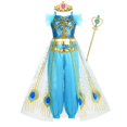 thumbnail image 1 of Vestido de princesa para niñas, disfraz de jazmín para niñas, vestido de princesa de Aladino, fiesta de cumpleaños, Cosplay, ropa de carnaval de fantasía 7-8T(140) Gao Jinjia LED, 1 of 2