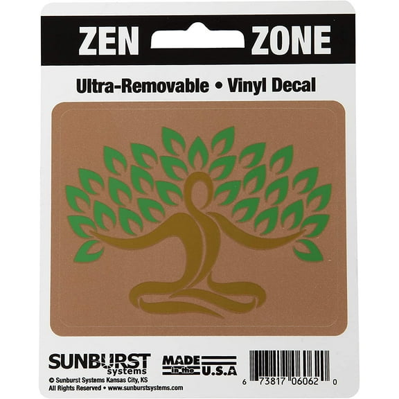 Sunburst Systems 6062 Yoga Tree Zen Zone Weather Resistant Removable Weather Resistant Removable Decal Sticker, High Quality Outdoor Durable Vinyl, 2.75" H x 3.5" W