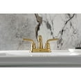 thumbnail image 3 of Kingston Brass KB5617RXL Double-Handle 3-Hole Deck Mount 4-Inch Centerset Bathroom Faucet with Pop-Up Drain in Brushed Brass, 3 of 7