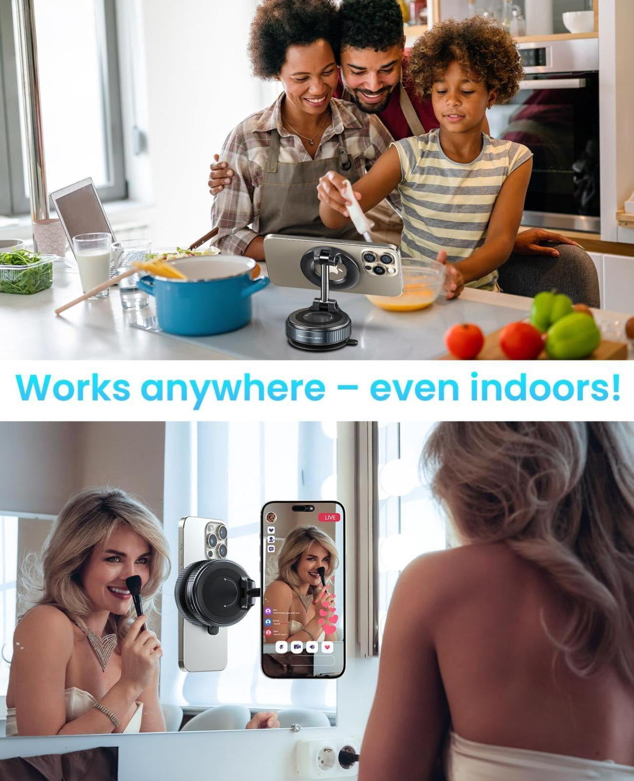 Magnetic Suction Cup Phone Mount For Magsafe  360° Adjustable Car Holder Pocket Size Foldable Cell Holders Your Iphone 17 16 15 14 13 12 Series