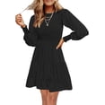 thumbnail image 1 of Femmes 2023 Décontracté Manches Longues Col Rond Élastique Taille Fluide Étagé Mini-Robe, 1 of 6