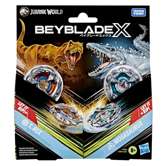 Beyblade X Jurassic World Collab T. Rex vs. Mosasaurus Multipack Battling Top Set, Ages 8 